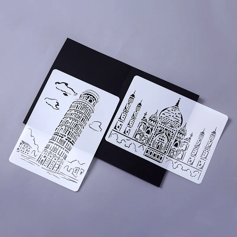 

1Pc Architecture Stencils For Painting Graphics DIY Stencils Scrapbook Coloring Embossing Album Decor Stencils