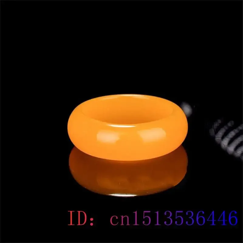 Yellow Jade Ring Jewelry Chinese Jadeite Charm Hetian Fashion Crafts Natural Woman Gifts Amulet Gemstone Carved 6