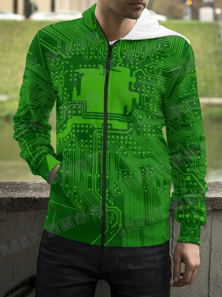thumbnail image 1 of 2023 Nueva placa base CPU Sudadera con cremallera para hombres y mujeres Línea de procesador Placa de circuito Sudadera con estampado 3D Moda Abrigo informal Ropa, 1 of 5