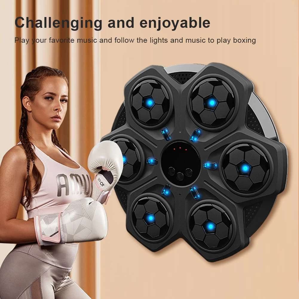 Music Boxing Machine Boxing Wall Target Bluetooth-Compatible Smart Training Machine 6 Targets Trainer for Home Gym