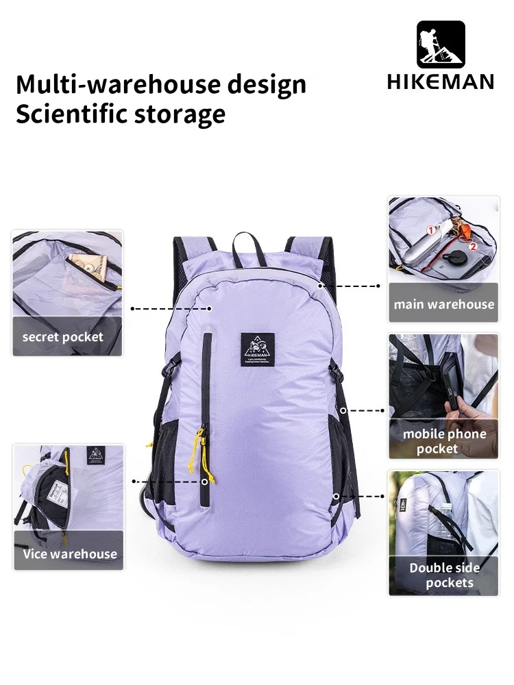 24L Outdoor Camping Backpack Solid Color Silicone Lightweight Sports Backpack Waterproof Cycling Bag Hiking Mountaineering Bag 2