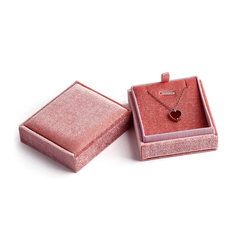 Delicate Handmade Vintage Velvet Pendant Necklace Ring Gift Box Jewelry Display Packaging Case with Good Quality