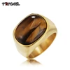2 color Natural Tiger Eye Rings Flower Band Stone Ring For men Women Antique Silver Plated Fashion Jewelry 6