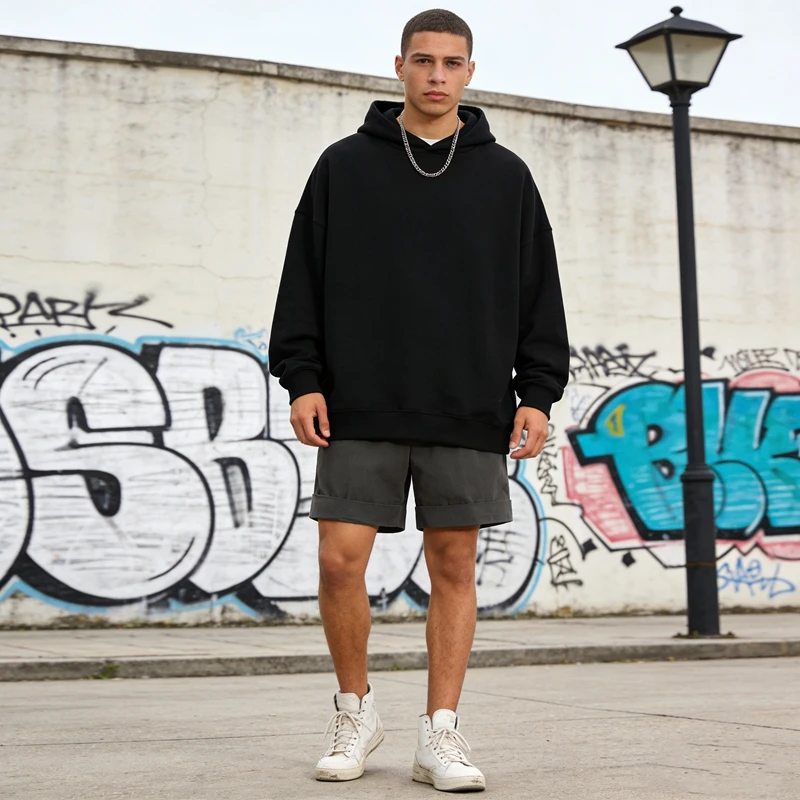 Retro Herren Plissierte Anzughosen Old Money Klassische Flache Front Weites Bein Locker Sitzende Elastische Taille Gerade Business-Shorts – Detail 4