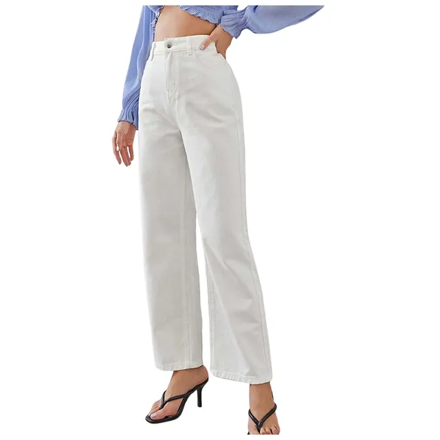 2024 Women'S High Waist Wide Leg Straight Leg Jeans Slim Fit Casual Home Drape Jeans Commuting Fashion Denim Pants For Women 4