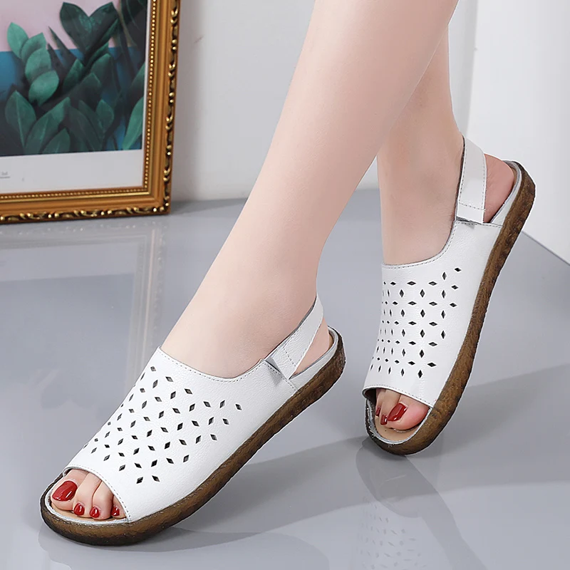 Summer Fashion Women's Sandals Luxury Versatile Fish-Mouth Hollow Casual Slippers Comfortable Women's Adult Open Toe Slippers