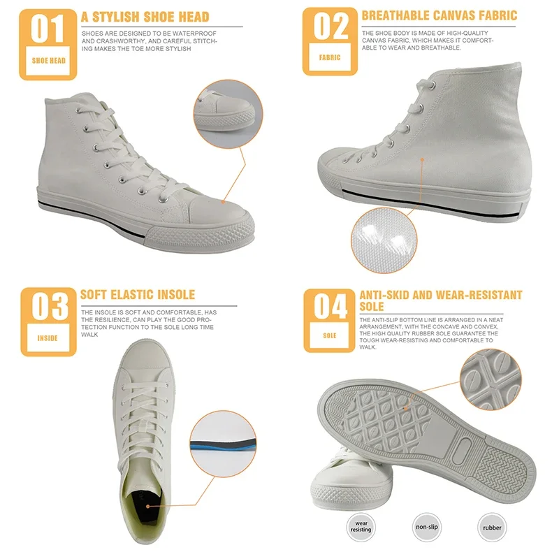 S Halloween Scary Zombie Head Men's Fashion Canvas Vulcanized High Top Sneakers Casual Breathable Lace Up Flats Shoes 3