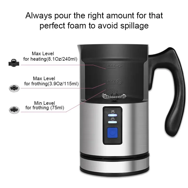 Multifunction Electric Milk Frother Milk Steamer Creamer Heater with New Foam Density for Latte Cappuccino Hot Chocolate