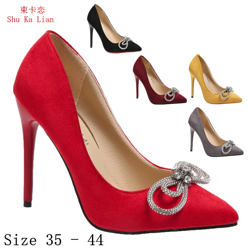 

High Heels Women Pumps 11 CM High Heel Shoes 5 Colour Stiletto Woman Party Wedding Shoes Kitten Heels Plus Size 35 - 44