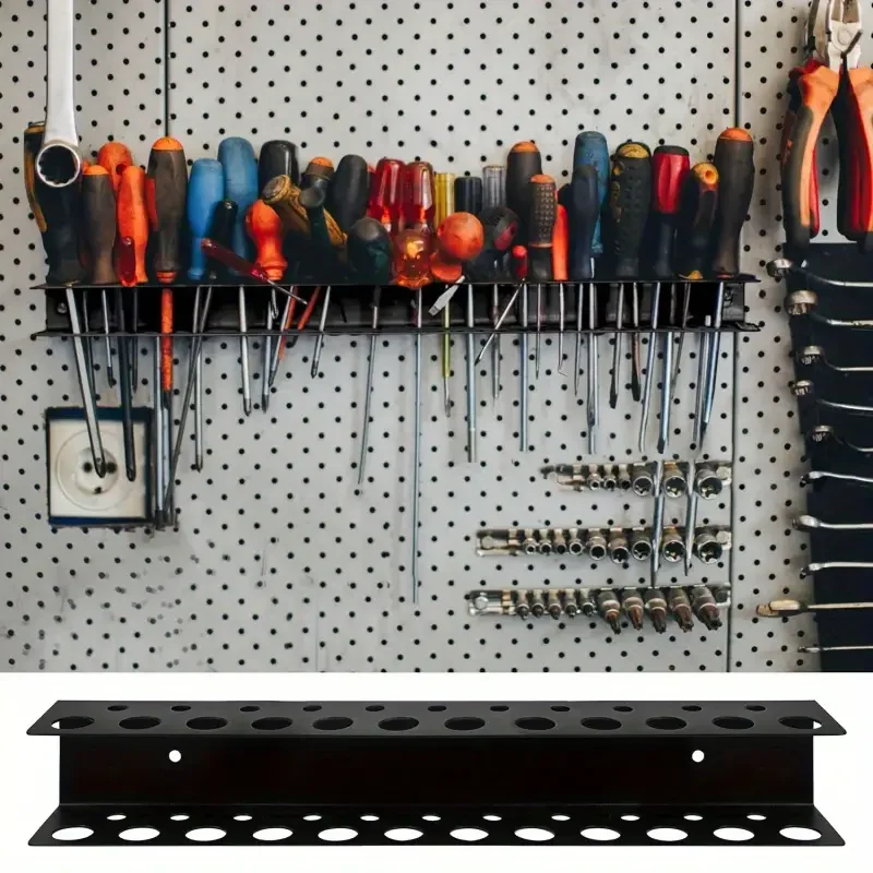 Screwdriver Holder Wall Mount 23 Holes 12.6" Heavy Duty Tool Organizer Rack for Garage Workshop Shed