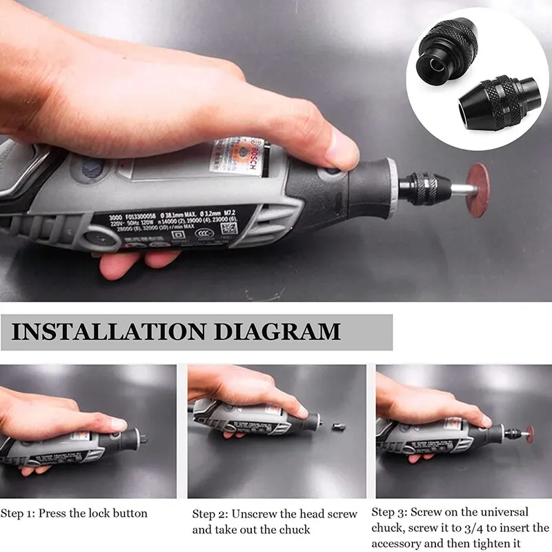 Dremel 4486/4485 Drehwerkzeuge Spannfutter Universal-Schnellwechselbohrer für elektrische Schleifmaschine der Dremel-Serie 3000/4000/7700/8200/8220 – Detail 7
