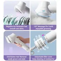 2-in-1 Low Noise Pet Hair Dryer With Slicker Brush 4-gear LED Display Intelligent Temperature Control Dog Cat Grooming Blower 4