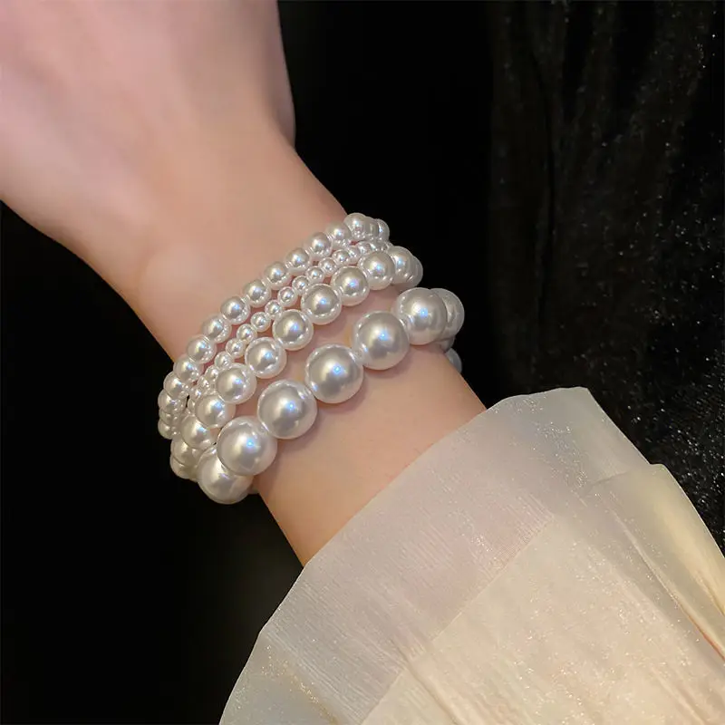 French Retro Simple Pearl Elastic Bracelet Fashion Everyday Versatile Temperament Women's Handwear 2