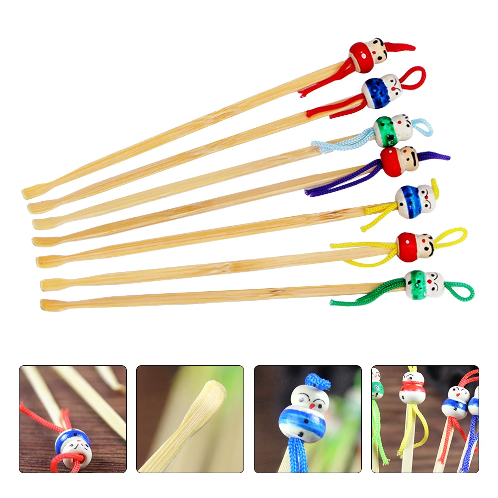 12 Pcs Wooden Ear Pick Wax Accessory Cartoon Remover Cleaner Picker Detergent Natural Supply 2