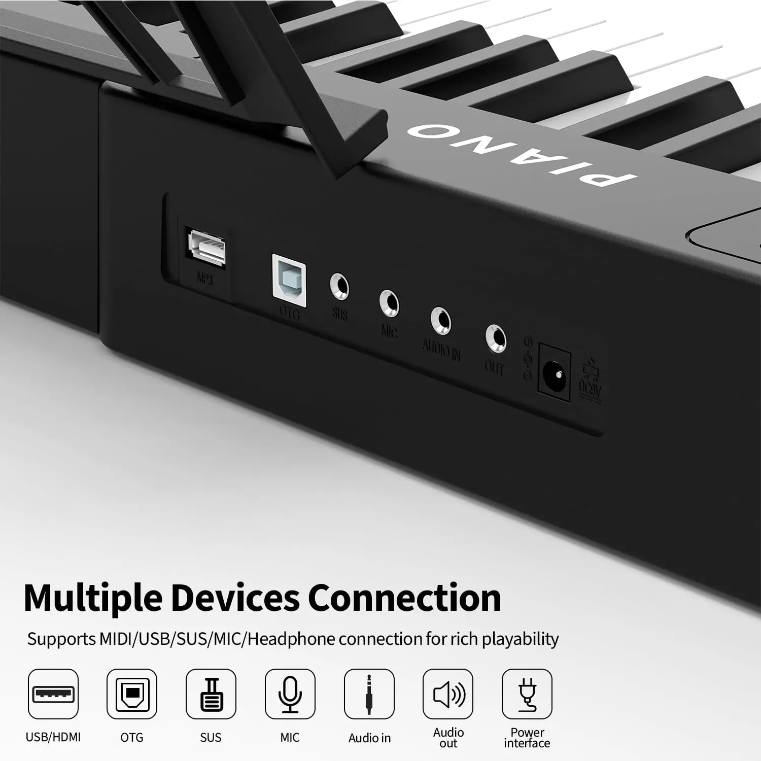 Piano 88 Key Full Size Semi Weighted Electronic Keyboard Piano Set with Stand,Built-In Speakers,Electric Keyboard