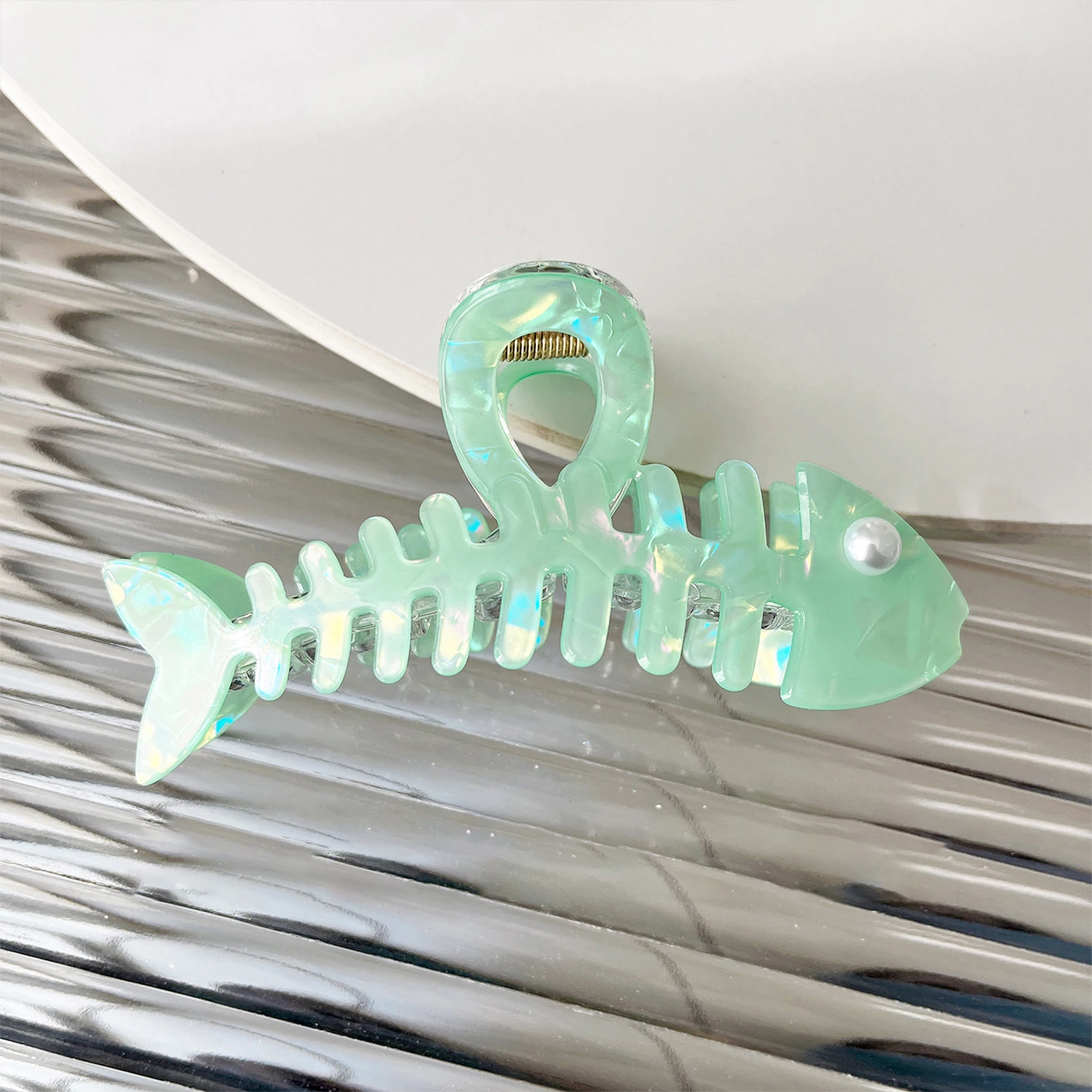 Perlglanz Mädchen Haar Klaue Kreative Fisch Knochen Geformt Shark Greifer Für Frauen Trendy Haar Dekor Zubehör INS Stil Haar Clips – Detail 8