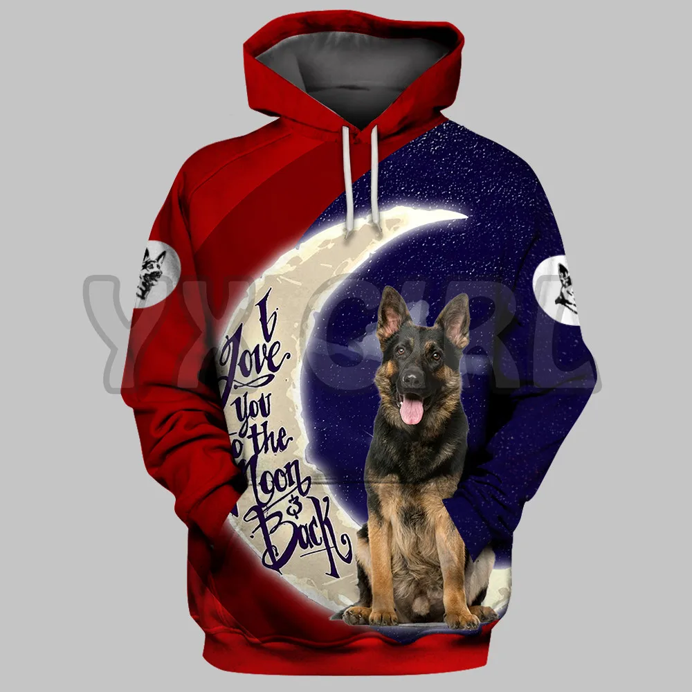 I Love You The Loon Black Moon German Shepherd  3D Printed Hoodies  Unisex Pullovers Funny Dog Hoodie Casual Street Tracksuit