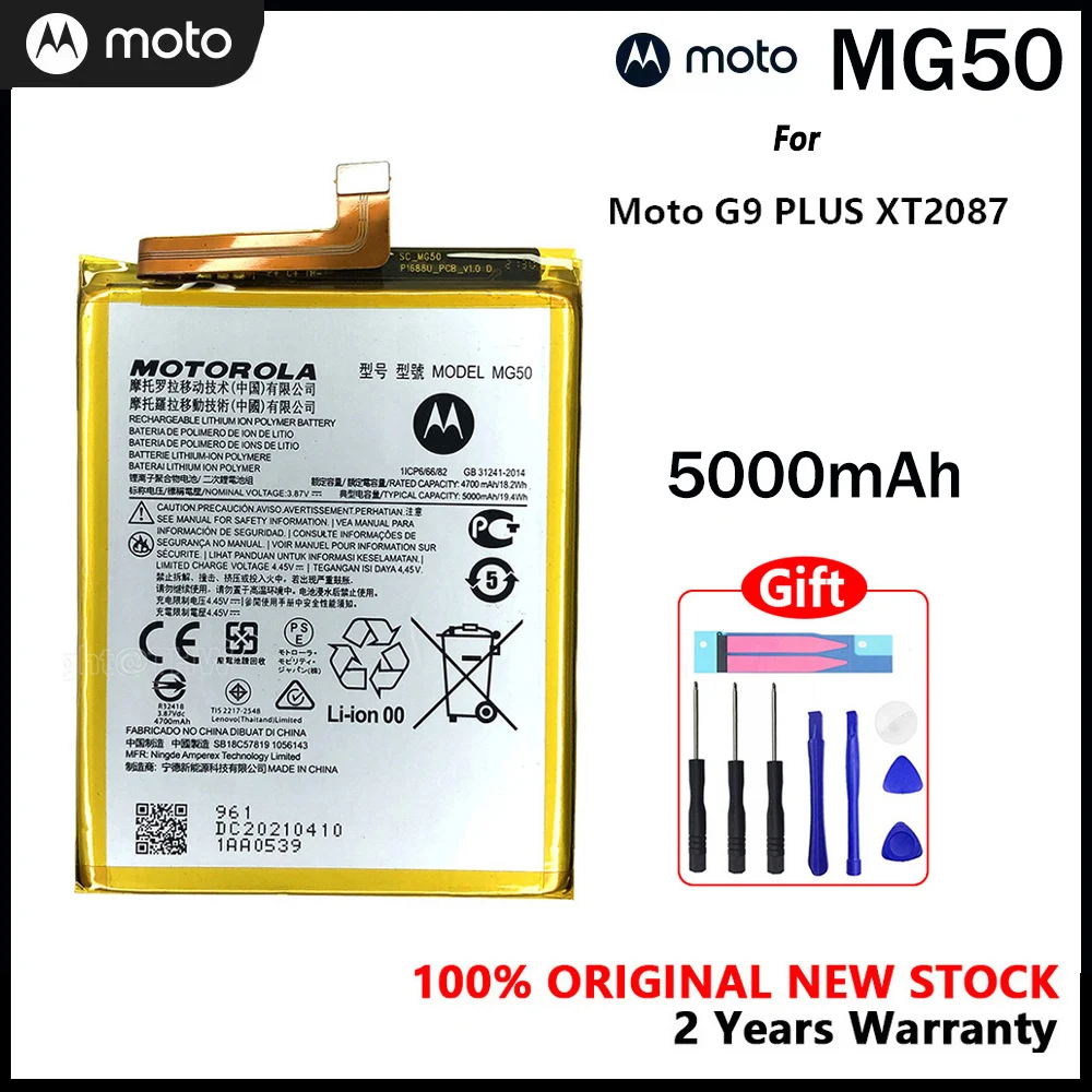 

Motorola 100% Original MG50 5000mAh Battery For Motorola Moto G9 PLUS G9+ MG 50 Smart Phone Batteria With Free Tools