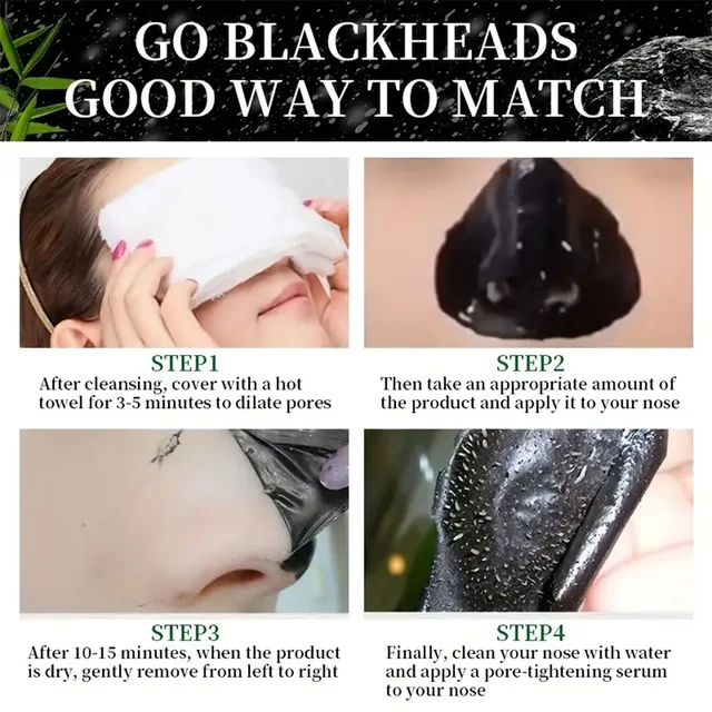 60g Bamboo Charcoal Fiber Mask Blackhead Removal Deep Mask Deep Cleansing Cleansing Exfoliating Mask Treatment Black Mask 6