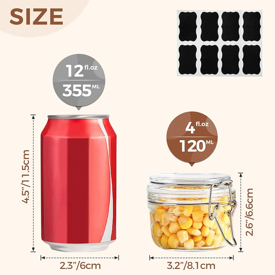 Mikken - 10 Barattoli In Vetro Per Creme E Spezie, 50 Ml, Con