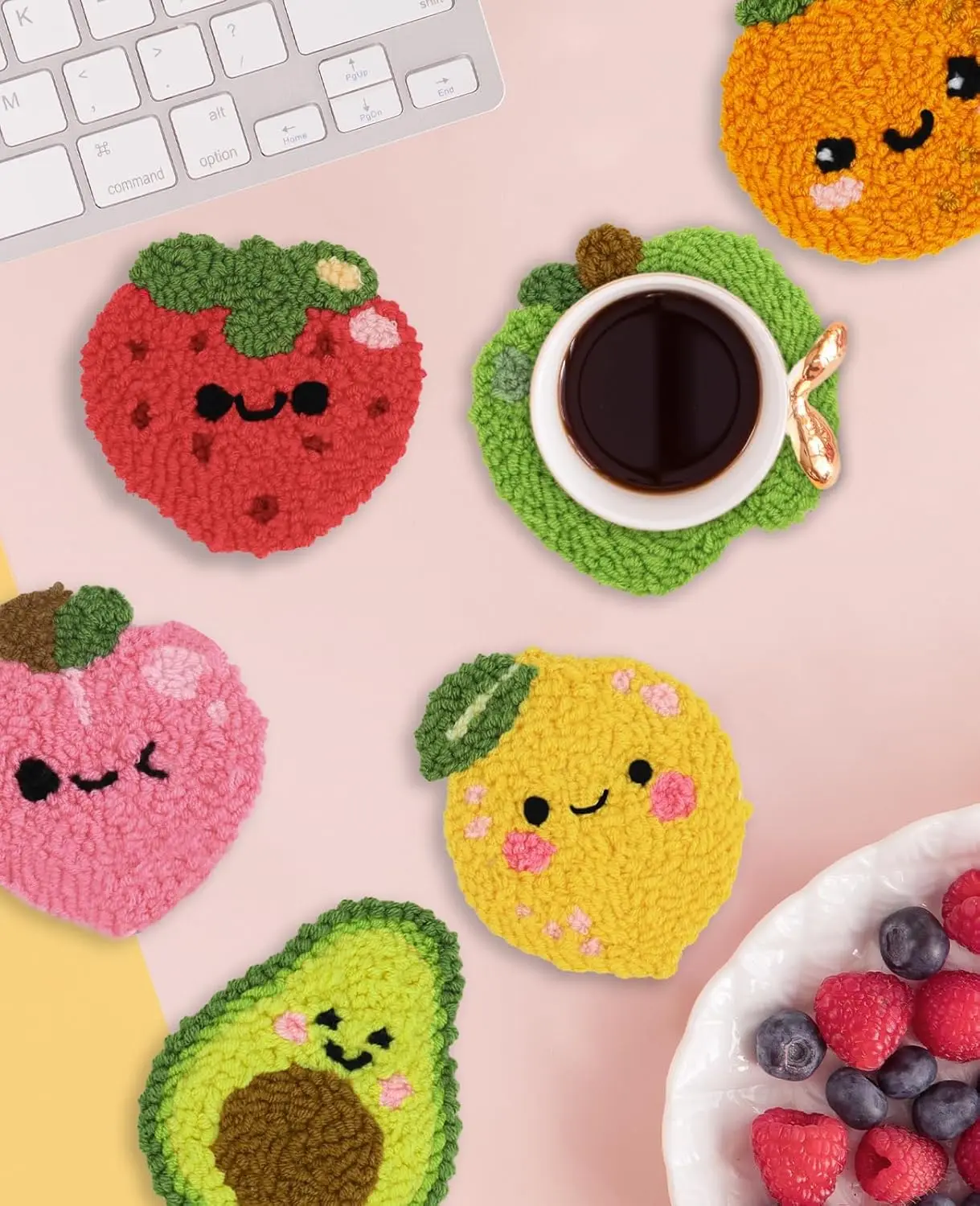 GATYZTORY 6Pcs Punch Needle Coasters Kit for Adults Funny