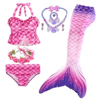 Haojxuanyu Children Mermaid Swimwear Girls Pink Blue Bikini Set Kids Swimsuit Cosplay Mermaid Tail Costume for Swimming 5