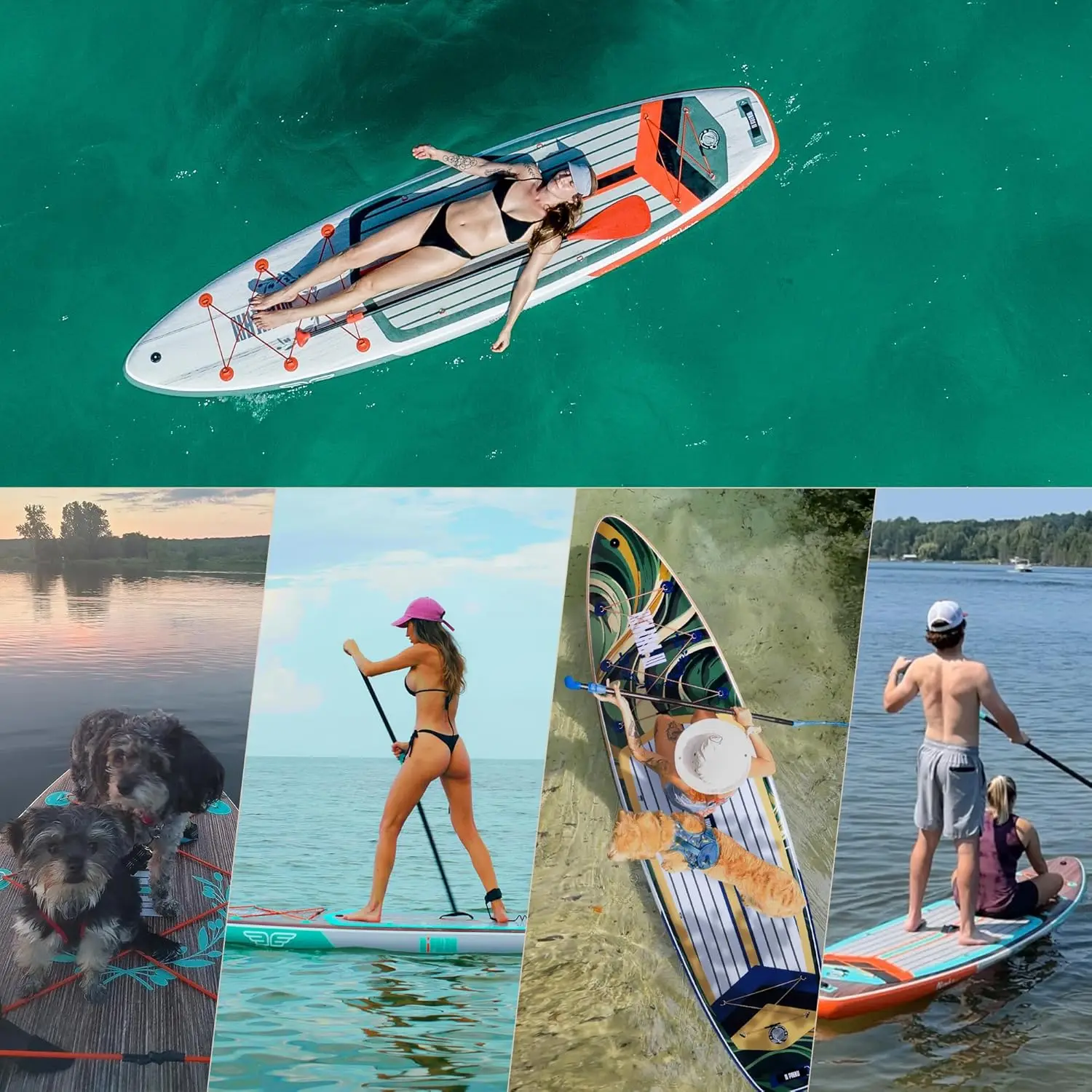 Board with Balanced Wing Design and Durable SUP Accessories, 11&rsquo; Stable Inflatable Paddle Boards for