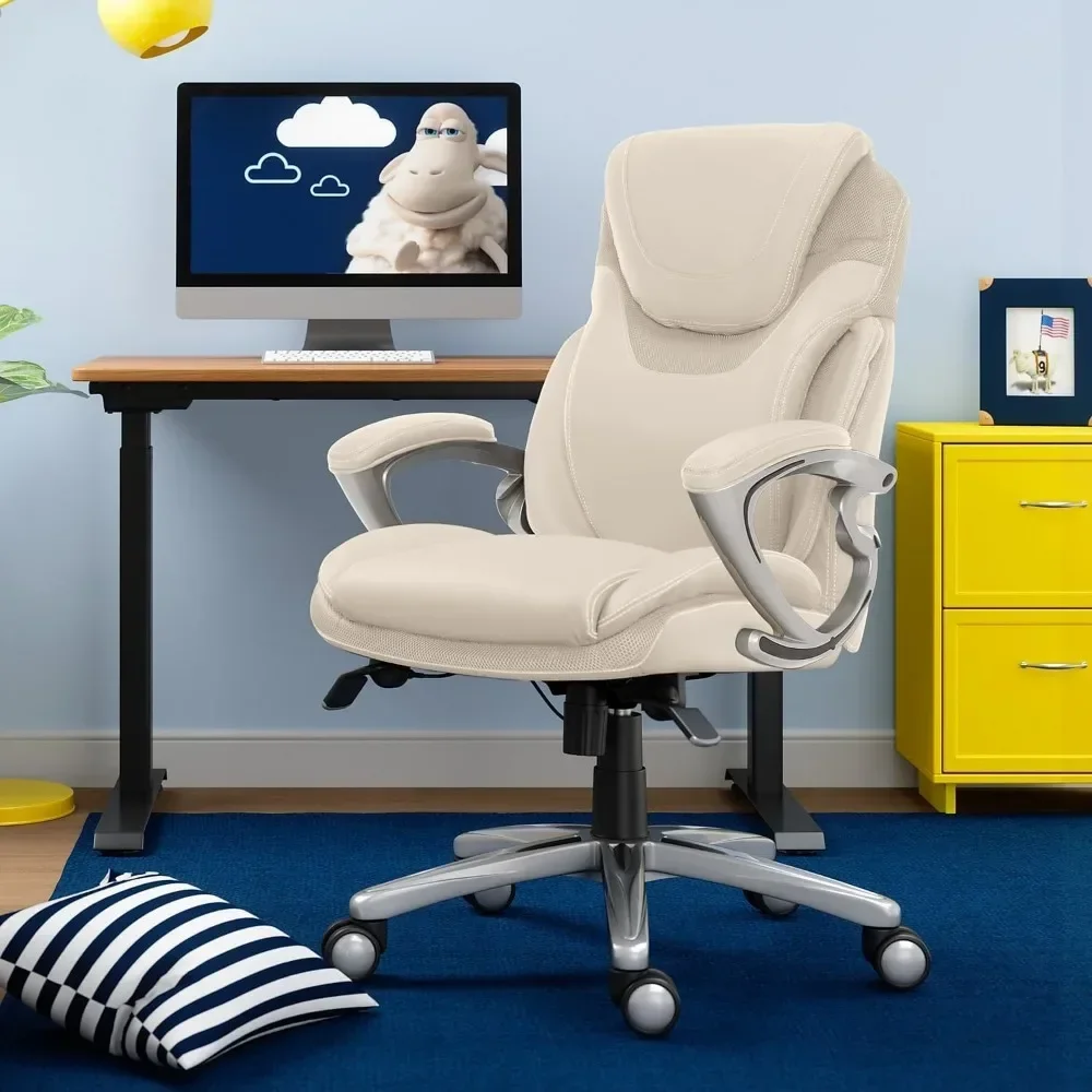 

Health and Wellness Executive Office Chair,High Back Big and Tall Ergonomic for Lumber Support Task Swivel,Bonded Leather,Cream