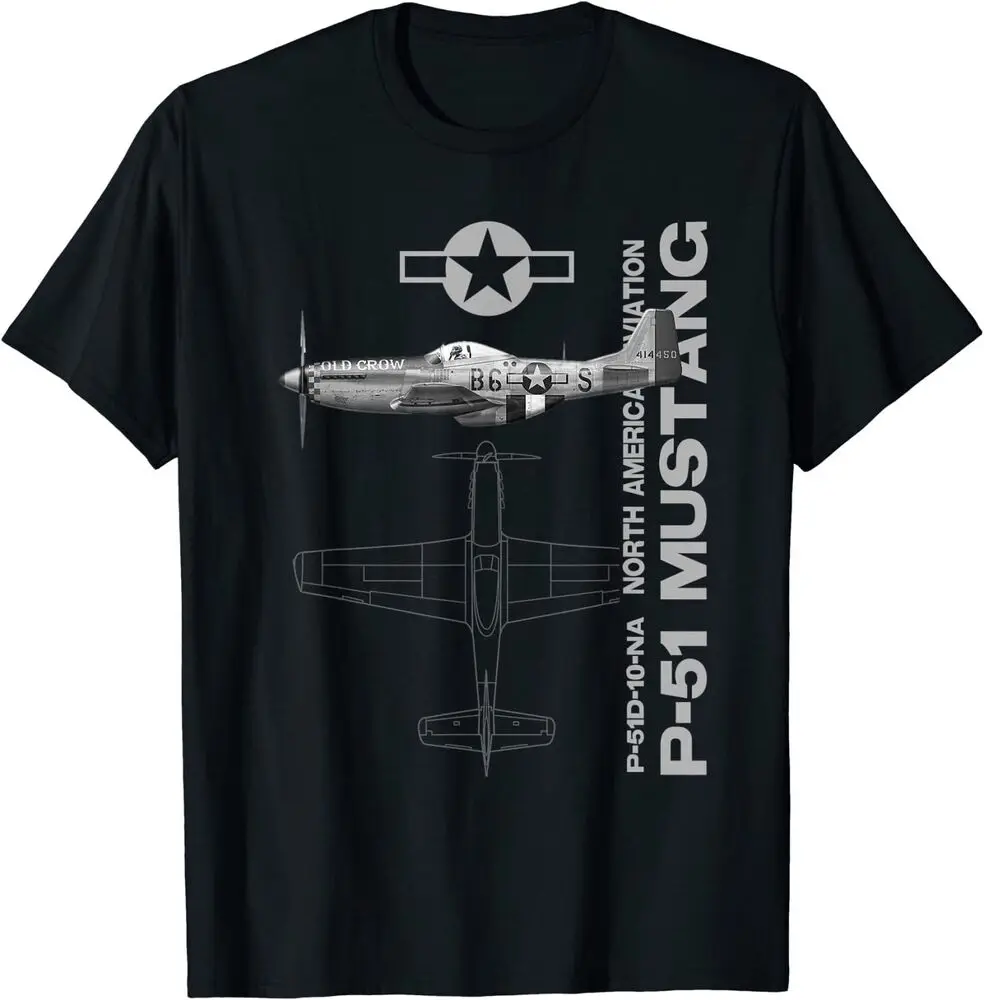 P-51 Mustang Wwii Fighter Airplane Profile Gift Tee T-Shirt S-3xl