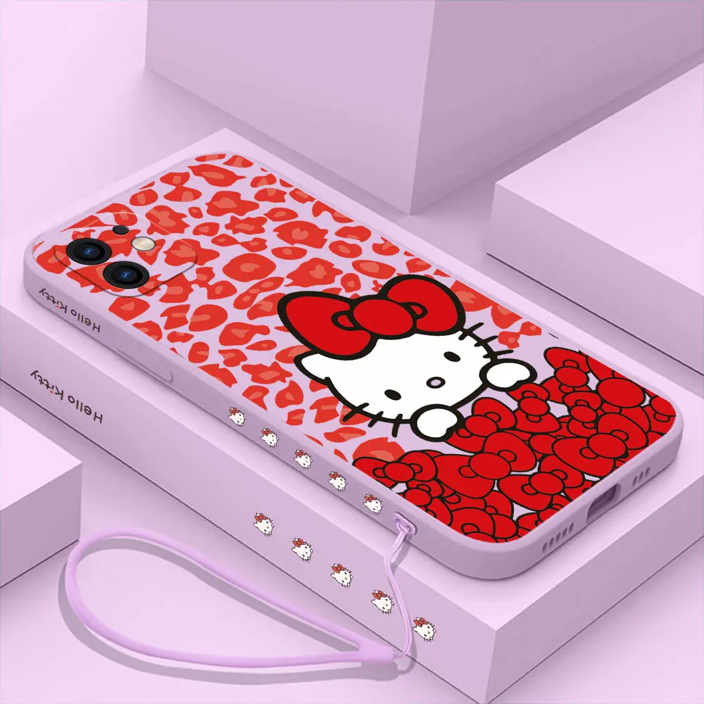 thumbnail image 1 of Funda de teléfono de dibujos animados Hello kitty para Samsung Galaxy, S24, S23, S22, S21, S20 Ultra FE, S10, 4G, S9, S10E, Note 20, 10, 9 Plus, con cordón, 1 of 5