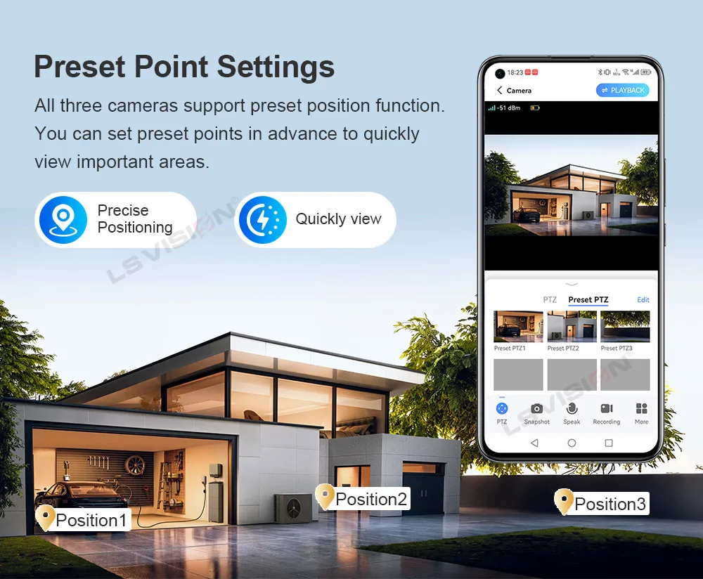 Izbornik unaprijed postavljenih kamera u aplikaciji