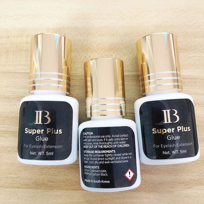 3 Bottles 5ml IB Super Plus False Lashes Glue Fast Drying Lasting 6-7 Weeks Korea Original Eyelash Extensions Glue 3