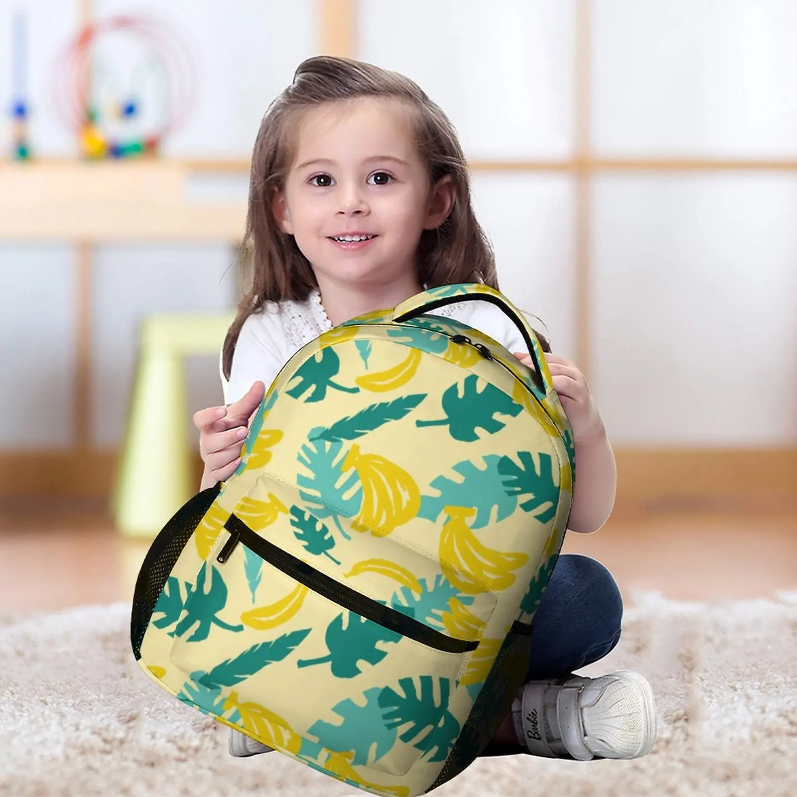 Yellow Leaf Full Print Schoolbag Large Capacity Backpack Leisure Daypack School Backpack Shoulder Pencil Case Children's Backbag