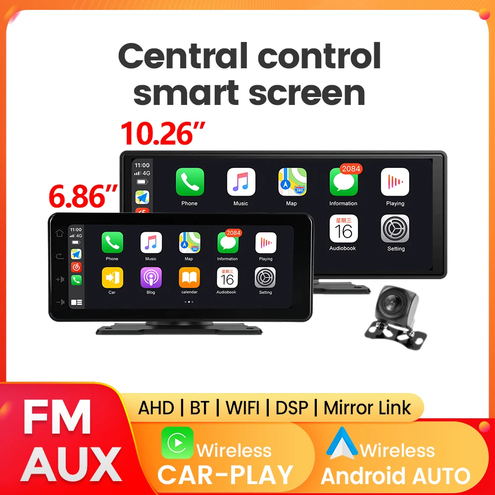 

Car multimedia radio Universal Central Control Smart Screen 6.86“10.26“ player Mirror Link Car-play+AUTO WIFI BT AHD DSP AHD