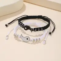 Yin Yang Tai Chi Rope Bracelet Chinese Traditional Style Adjustable Charm Bracelet Best Friends Friendship Boyfriend Girlfriend