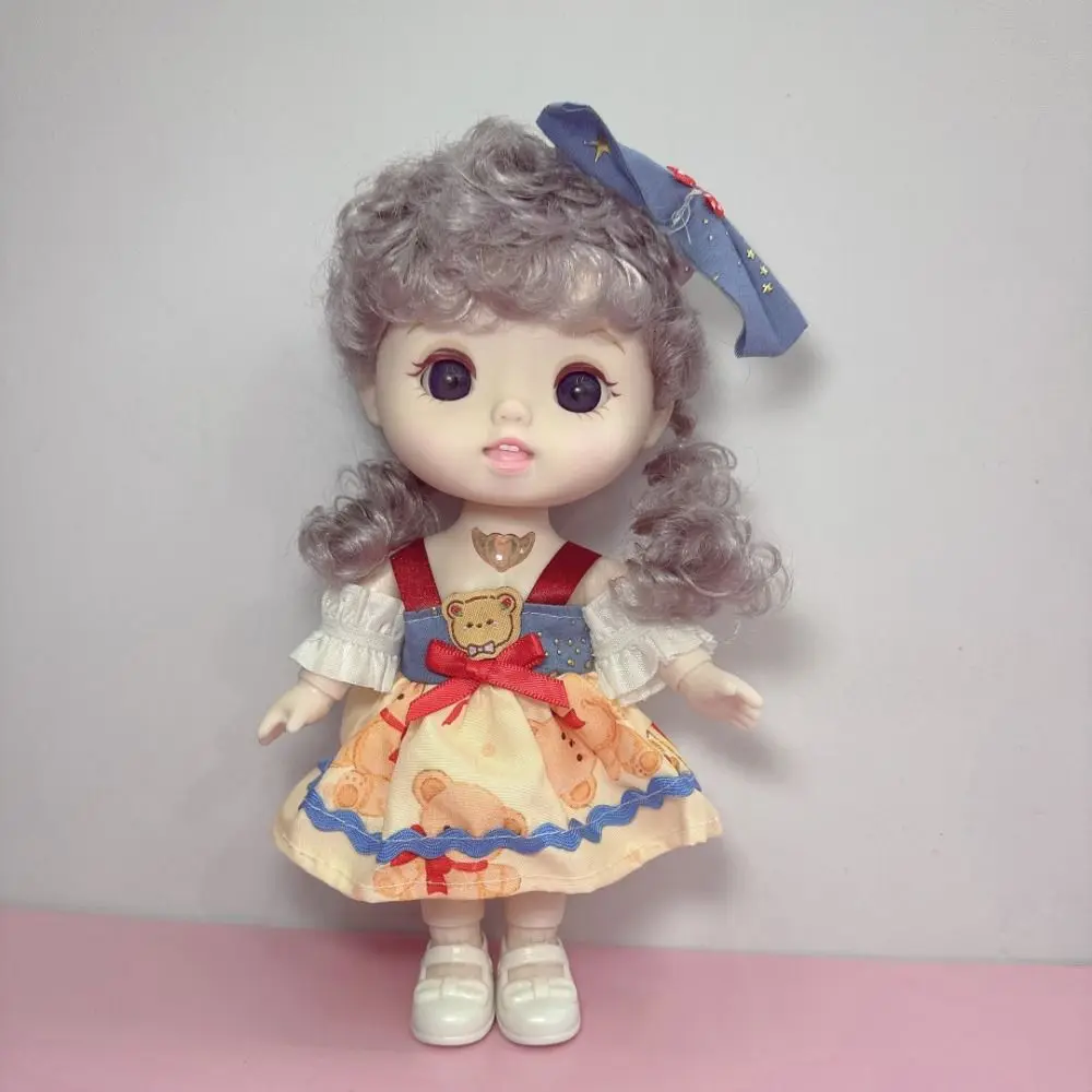 Cute Doll Full Body 20cm Dress Doll Diy Hair Dolly Girls' Doll with Clothes Vinyl Lifelike Girl Dress Up Toys Babies