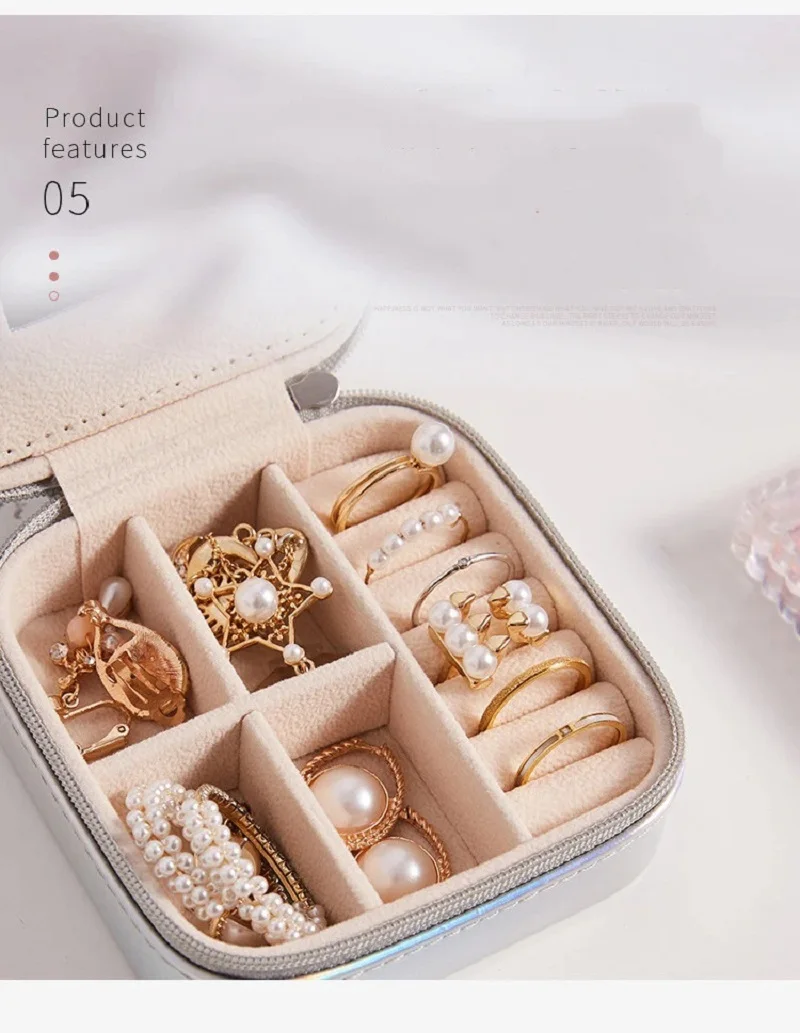 Travel Jewelry Case with Mirror,Mini Portable Jewelry Travel Organizer Small Jewelry Box for Bridesmaid Gift Travel Essential 6