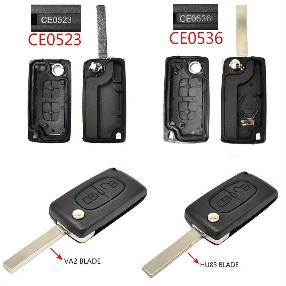 Key Case 2 Button Car Remote Flip Key Shell Case For Peugeot 308 207 307 Citroen C2 C3 C4 C6
