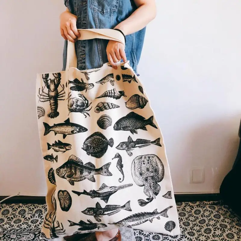Original Cartoon Printed Canvas Bag, Oversized, Fashionable, Original Style, Eco-friendly Bag, Casual And Versatile Women's Bag