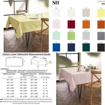 Cotton Linen Tablecloth 60x84 Inches - Yellow Rectangle Table Cover - Machine Washable for Home Dining