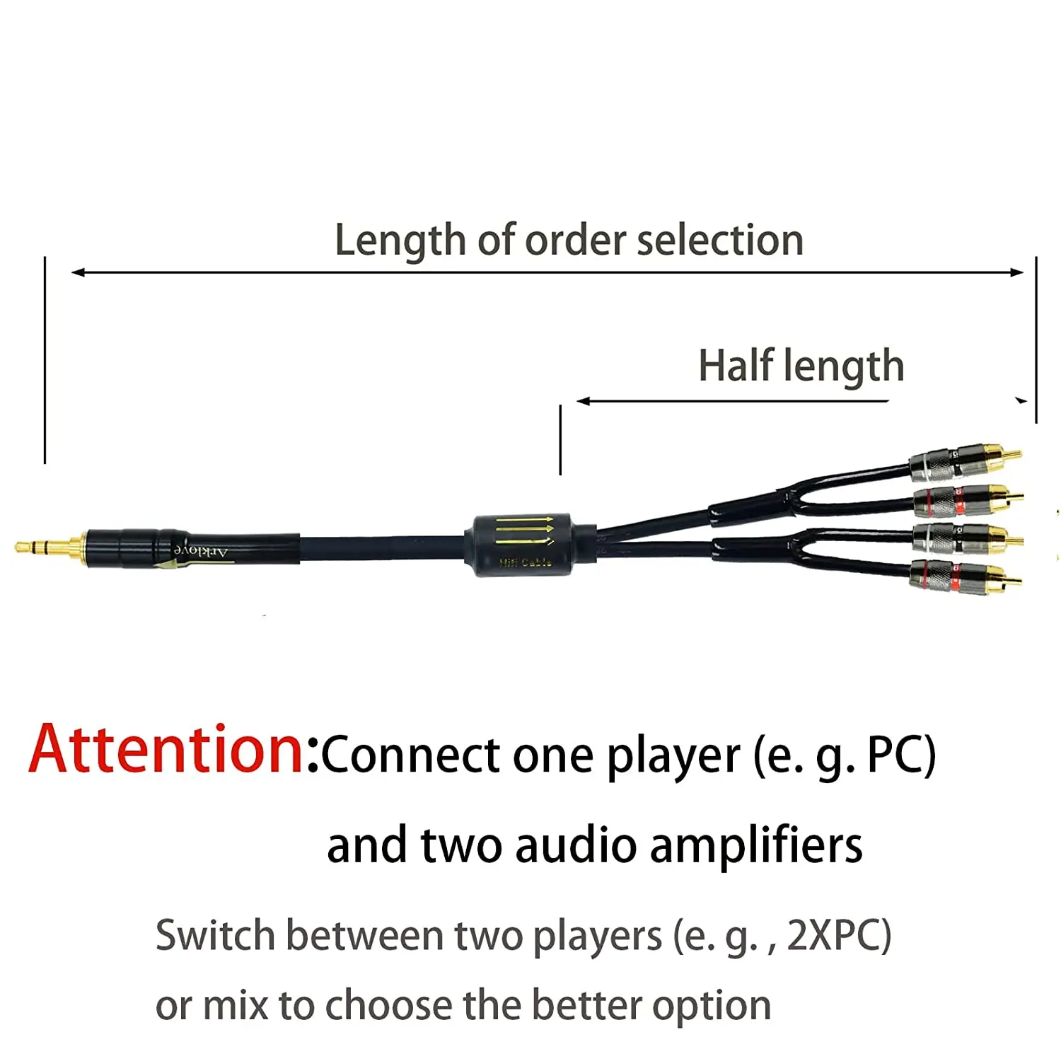 Jack male 1 One to six 6 rca male camplifier speaker cable 3.5 Turn 6  Computer with 5.1 sound of speaker audio cabl 3.5mm Lotus