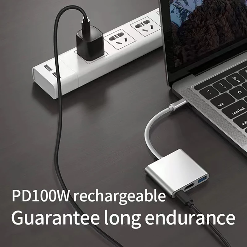 3-in-1 USB C Hub with 100W Power Delivery USB 3.0 4K HDMI for-MacBook Pro New Mac Air Deck Stable Driver Adapter