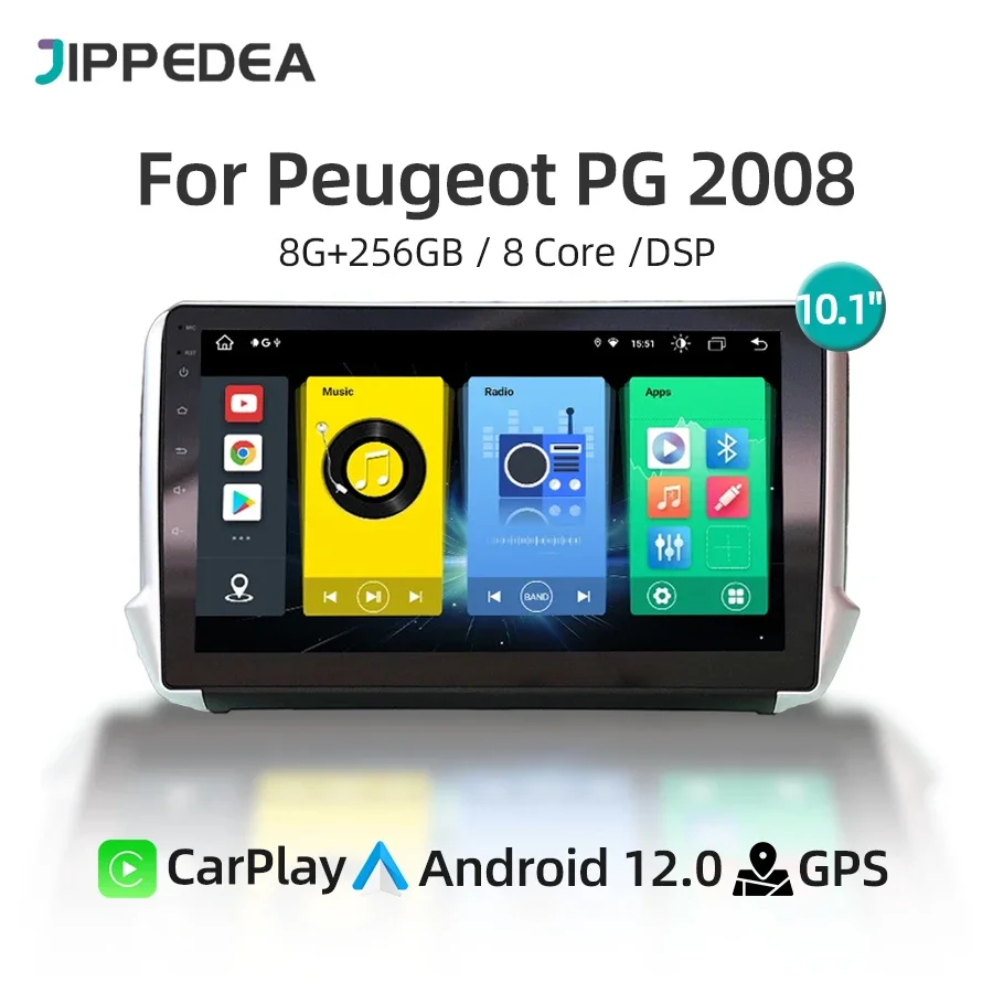 

Car Multimedia Player Android 12 CarPlay GPS Navigation 4G WiFi Bluetooth RDS DSP Stereo Car Radio For PEUGEOT PG 2008 2015-2020