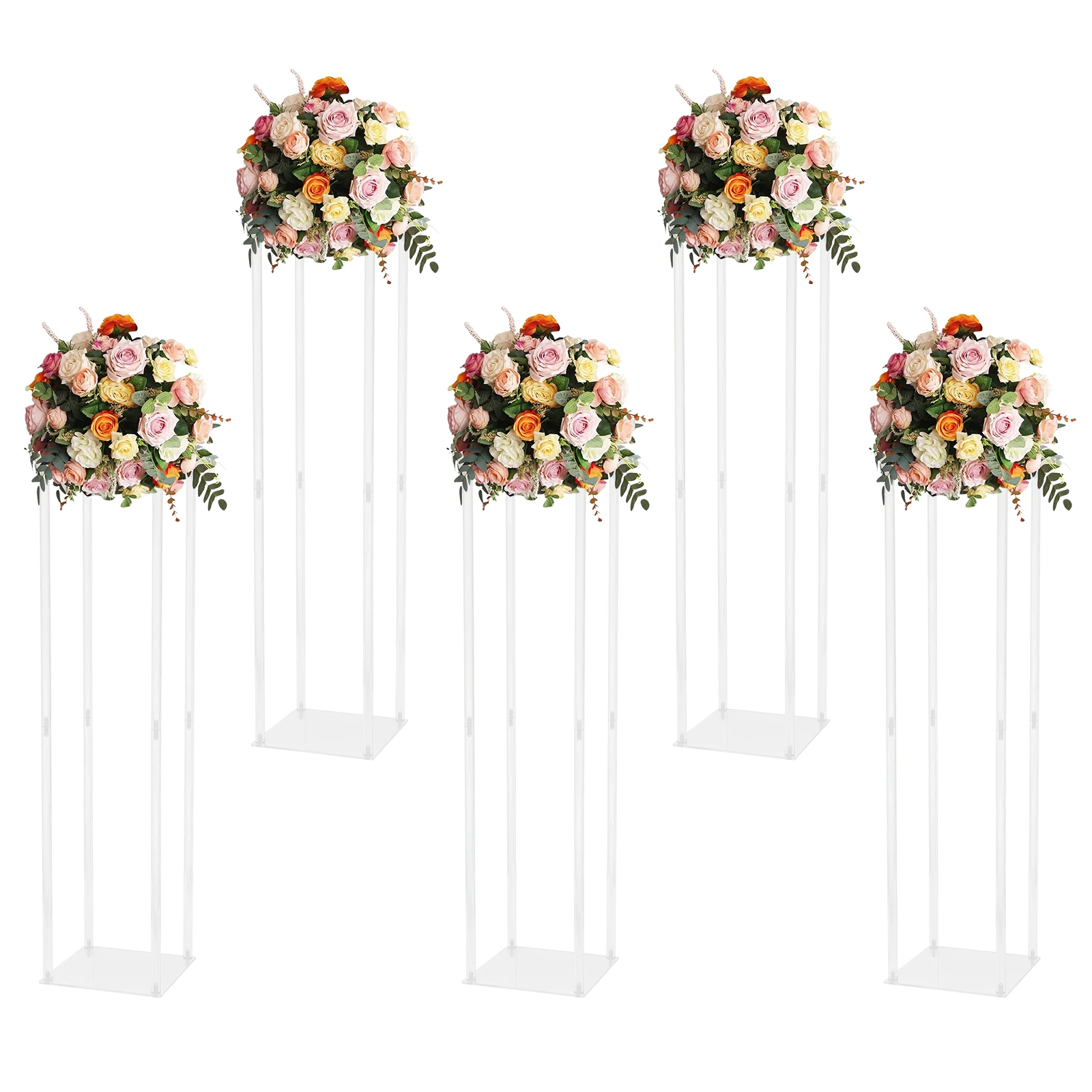 Wedding Geometric Flower Vase Column Stand Wedding Party Table Centerpiece 5Pcs