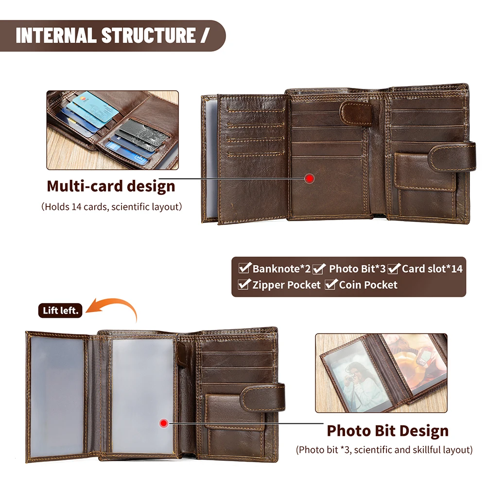 WESTAL Premium Leather Men's Multi-Functional Wallet