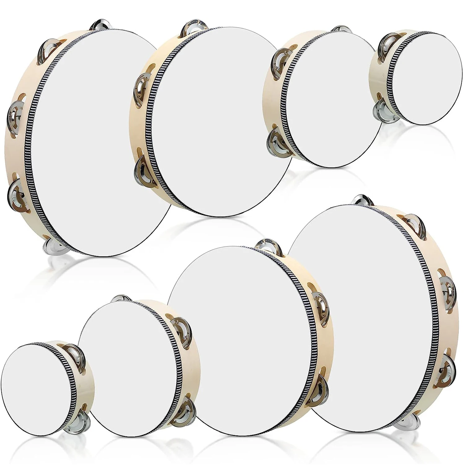 thumbnail image 2 of Wedding Tambourines 30 Pcs 4 Inch - Wooden Handheld Drums With 2 of 11