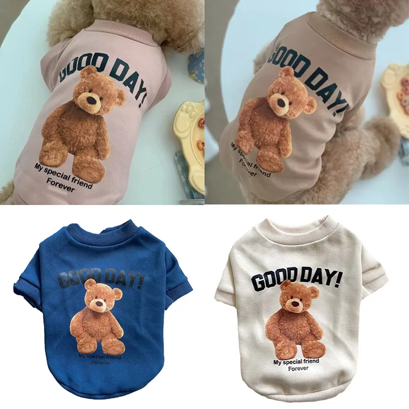 

Autumn Winter Pet Clothing Sport Shirt Puppy Hoodie Clothing Cartoon Bear T Shirt with Pocket Big Dog Sport Shirt Pet Clothes
