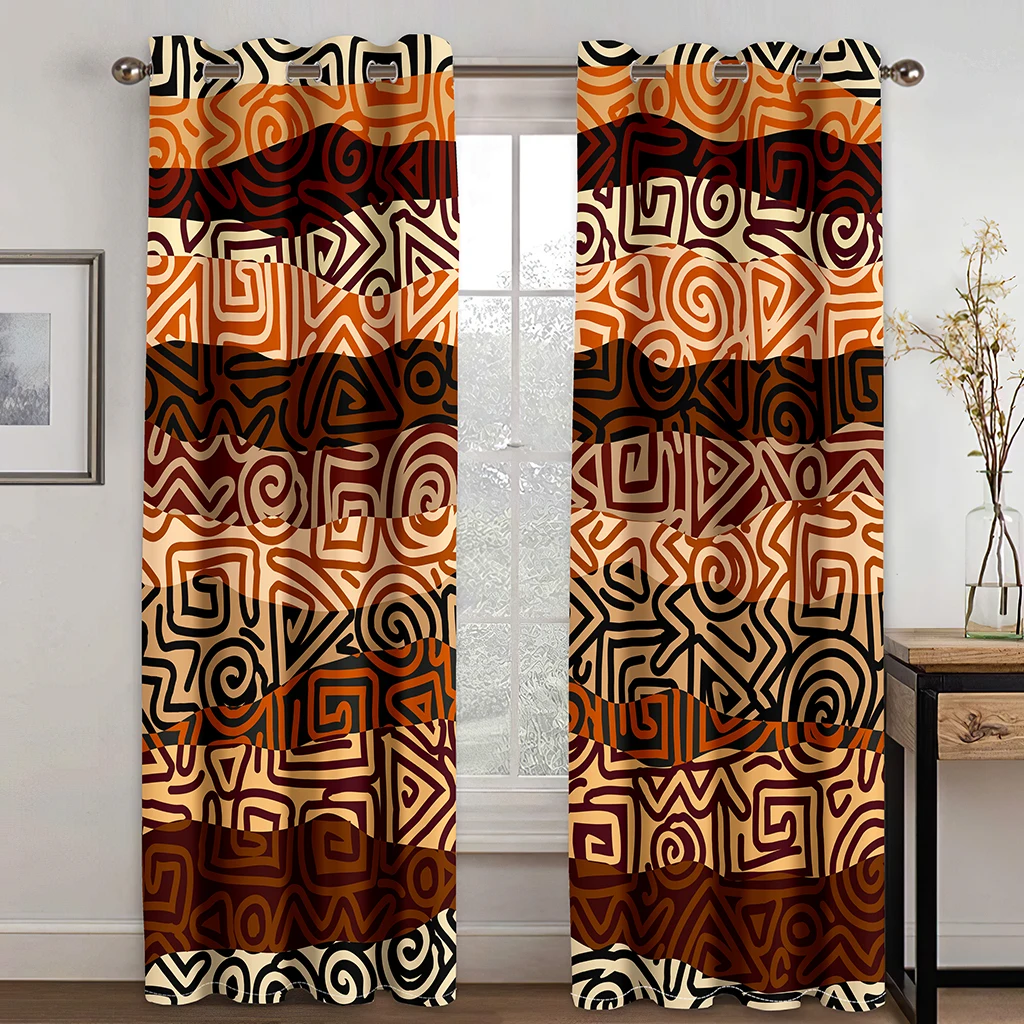 

African Women's Art Abstract Design Free Shipping 2 Pieces Thin Shading Winodw Curtain for Living Room Bedroom Decor