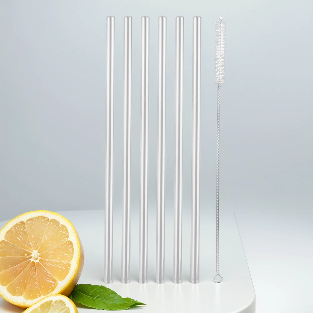 6Pcs Replacement Straw with Straw Cleaner Drinking Straws Transparent Straw for Stanley 20/30/40oz Accessories