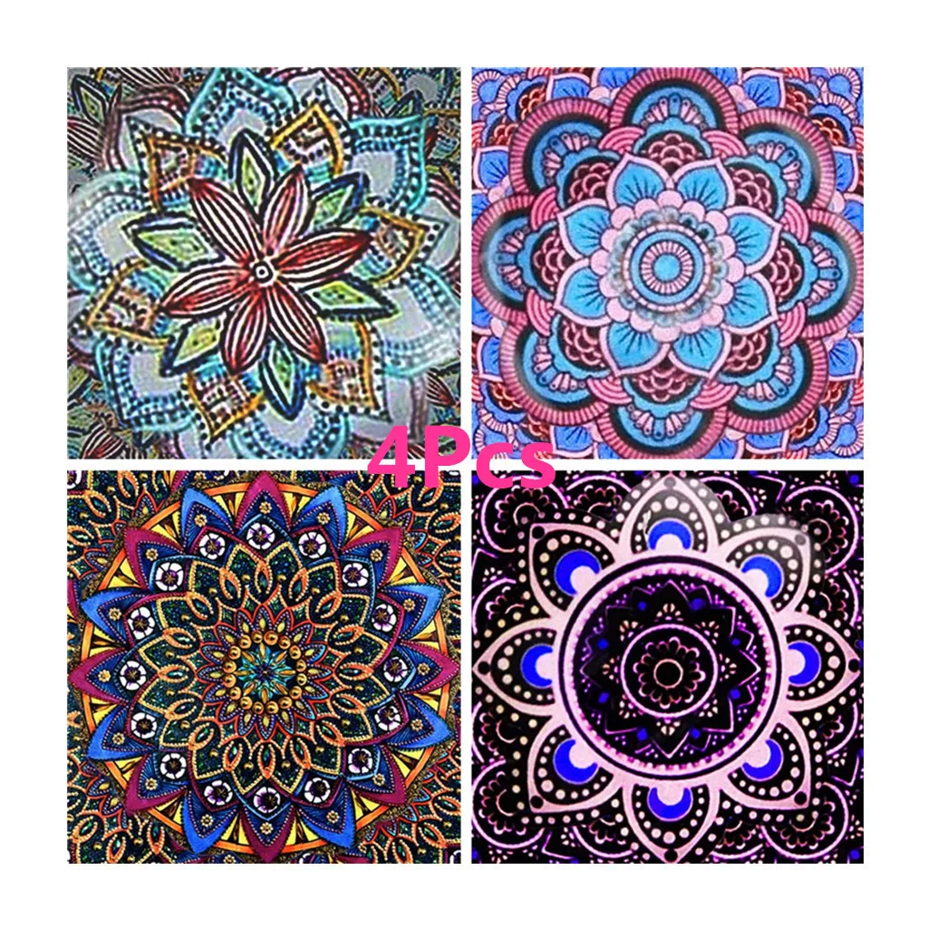 4Pcs 30*40 Cm 5D Diamond Painting Full Diamond Diy Paste Diamond Cross Stitch Combination Mandala Flower
